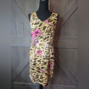 Vintage Connected Animal & Floral Print Dress sz 6